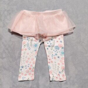 Gerber 3-6M 100% Cotton Pastel Floral Leggings with Layered Skirt Tutu